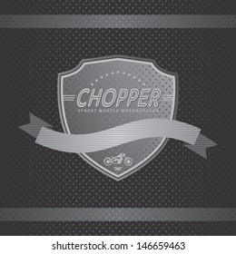 retro metal theme chopper motorcycle old style label
