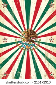 retro mexican sunbeams poster. A vintage mexican poster with sunbeams for your advertising