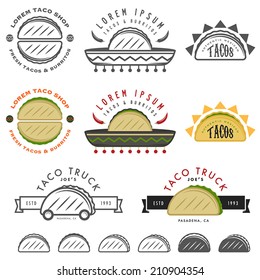 Retro Mexican taco design elements