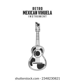 Retro Mexican vihuela Instrument Vector Illustration, Mexican Music Instrument Stock Vector