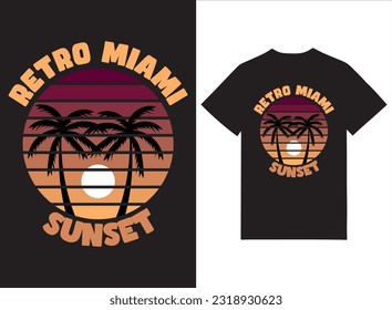 Retro Miami Sunset Summer T-shirt Design