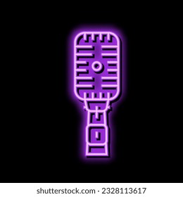 retro mic microphone neon light sign vector. retro mic microphone illustration