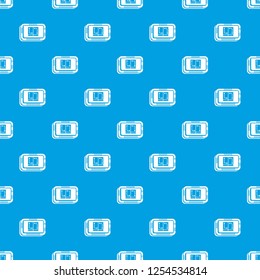 Retro microchip pattern vector seamless blue repeat for any use