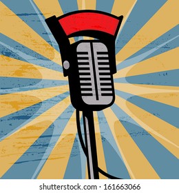Retro microphone abstract, vector illustration
