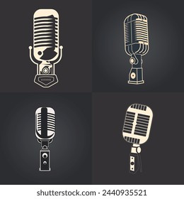 retro microphone acoustic vector illustration