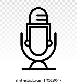 Retro microphone or audio mic vector line art icon on a transparent background