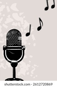 Retro microphone background. Podcasting and creativity in music concept