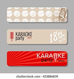 Retro microphone backgrounds. Suitable for web banner, ad, invitation to karaoke night party. Vintage design element