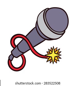 retro microphone with a burning fuse vector illustration