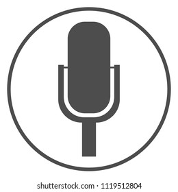 Retro microphone in circle. Speak button. Vector icon.