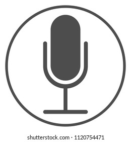 Retro microphone in circle. Voice button. Vector icon.