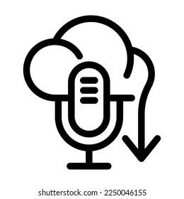Download-Symbol für die Retro-Mikrofon-Cloud. Podcast Internet Radio Downloads Vektorgrafik