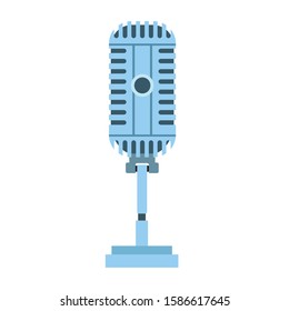 retro microphone with cord icon over white background, vector illustration