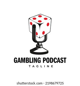 Retro Microphone Dice Gambling Podcast Logo Template