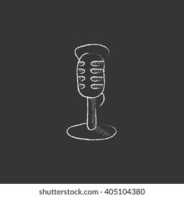 Retro microphone. Drawn in chalk icon.