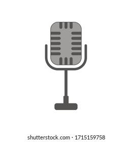 Icono plano del micrófono retro aislado en fondo blanco. Ilustración vectorial. Eps 10.