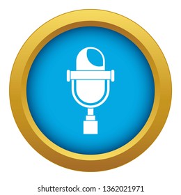 Retro microphone icon blue vector isolated on white background for any design