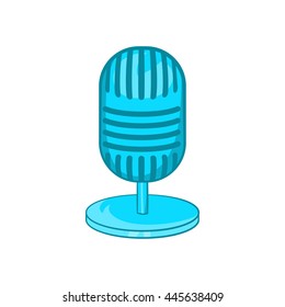 Retro microphone icon in cartoon style on a white background