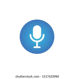 Retro microphone icon in circle with gradient. Vector illustration and white background