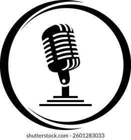 retro  Microphone Icon in a Circle vector illustration
