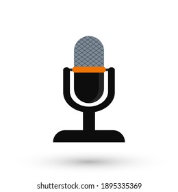 Retro microphone icon in a flat style.