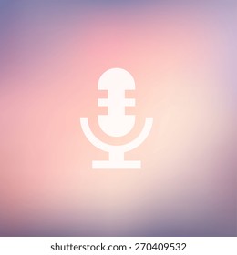 Retro microphone icon in flat style for web and mobile, modern minimalistic flat design. Vector white icon on gradient mesh background