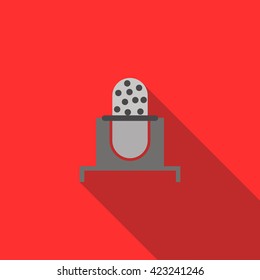 Retro microphone icon in flat style