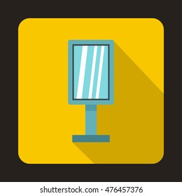 Retro microphone icon in flat style on a yellow background