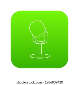 Retro microphone icon green vector isolated on white background