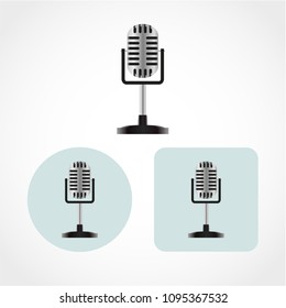 Retro microphone Icon Isolated on White Background