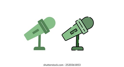 Icono de micrófono retro aislado sobre fondo blanco.