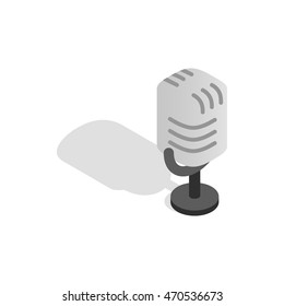 Icono de micrófono retro en estilo 3d isométrico sobre fondo blanco