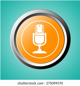 Retro microphone icon on orange button