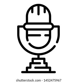Retro microphone icon. Outline retro microphone vector icon for web design isolated on white background