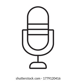 retro microphone icon over white background, line style, vector illustration