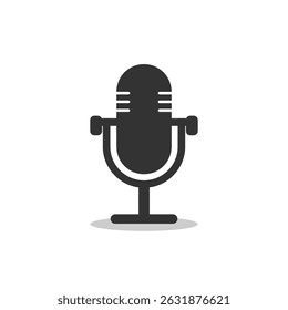 Retro microphone icon with shadow