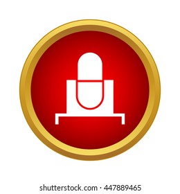 Retro microphone icon in simple style on a white background