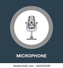 retro microphone icon - sound music illustration - voice record symbol