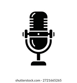 Icono de micrófono retro que simboliza la grabación y difusión de audio, perfecto para temas de medios y comunicación