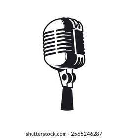 retro microphone icon vector isolated on white background