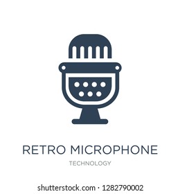 retro microphone icon vector on white background, retro microphone trendy filled icons from Technology collection, retro microphone vector illustration