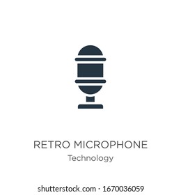 Vector de iconos de micrófono retro. Icono moderno de micrófono retro plano de la colección de tecnología aislado en fondo blanco. La ilustración vectorial se puede utilizar para diseño gráfico web y móvil, logotipo, eps10