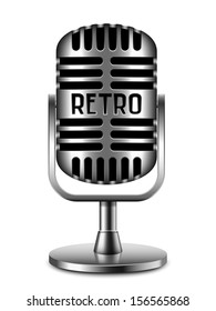 Retro microphone isolated on white background