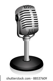 Retro microphone isolated on white. Vector illustration.