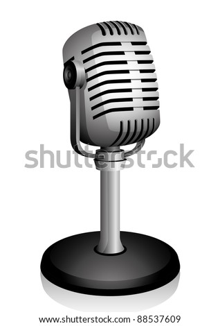 Retro microphone isolated on white. Vector illustration.