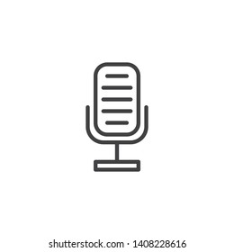 Retro Microphone line icon. Audio record mic linear style sign for mobile concept and web design. Radio microphone outline vector icon. Symbol, logo illustration. Vector graphics