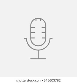 Retro microphone line icon for web, mobile and infographics. Vector dark grey icon isolated on light grey background.