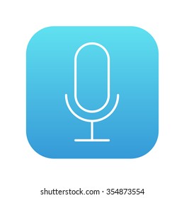Retro microphone line icon for web, mobile and infographics. Vector white icon on the blue gradient square with rounded corners isolated on white background.