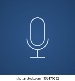 Retro Mikrofon Line Symbol für Web-, Mobil- und Infografiken. Vektorhellblaue Symbol einzeln auf blauem Hintergrund.