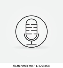 Retro Microphone linear vector concept round icon or logo element